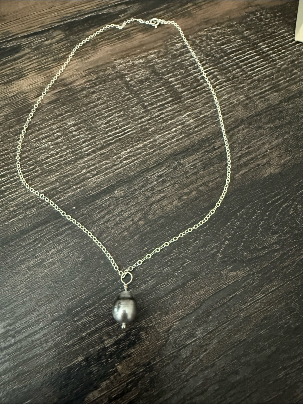 Tahitian Black Pearl  Pendant Necklace in sterling silver